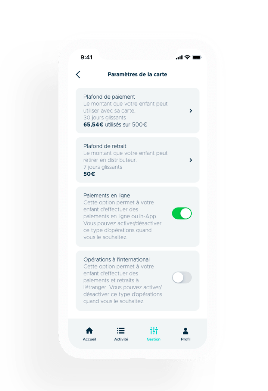 parametrer la carte bancaire